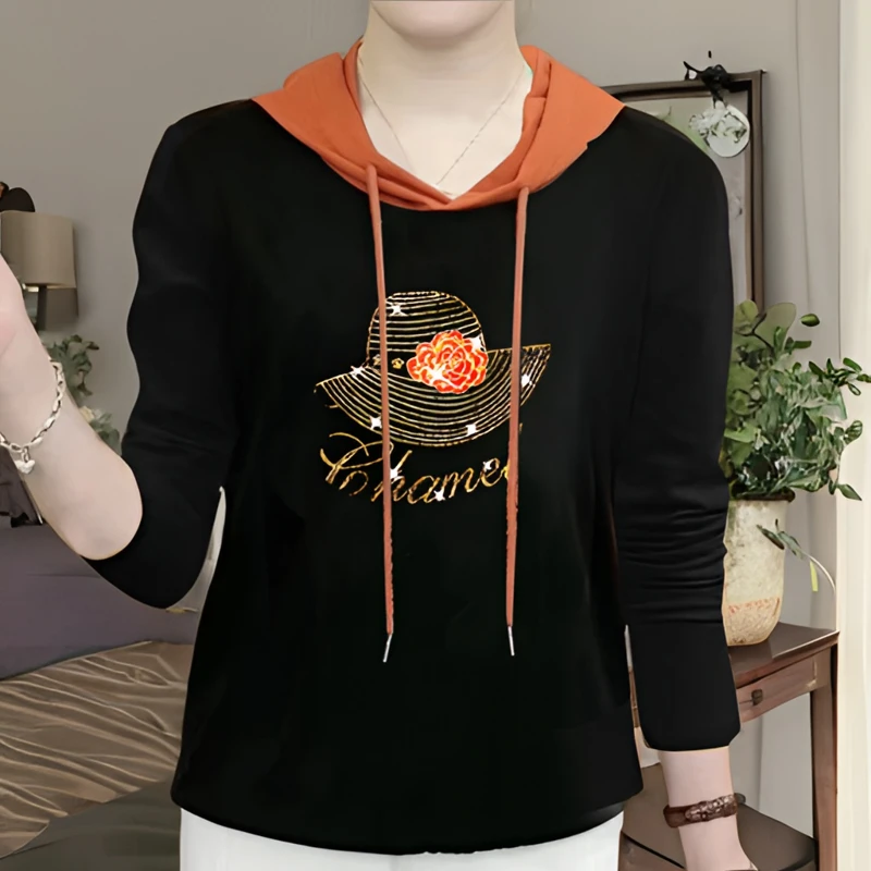 义乌打底衫高档2025新款长袖女t恤ins纯棉时尚百搭设计感连帽卫衣