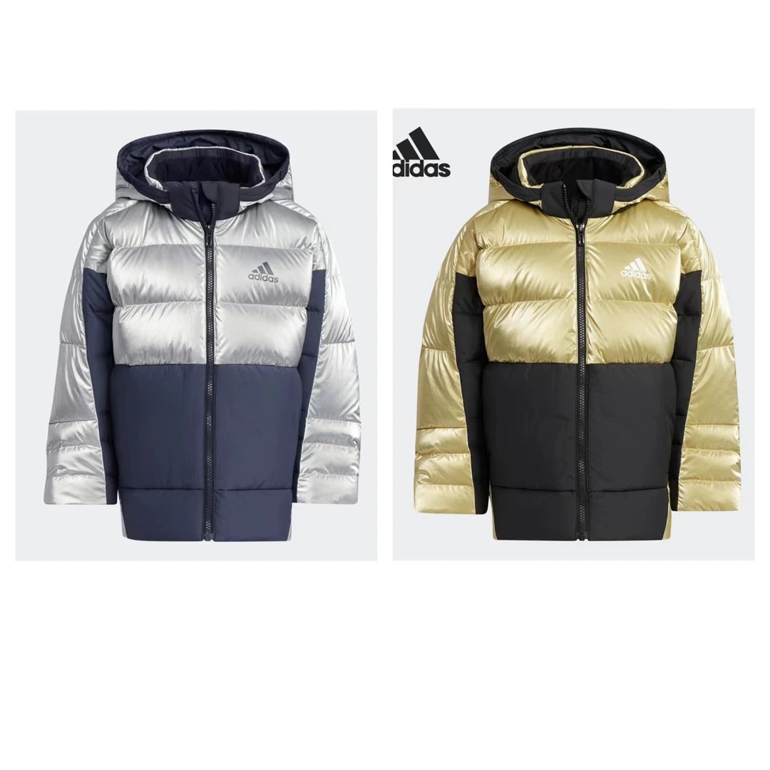adidas/阿迪达斯冬季 小童运动休闲保暖连帽羽绒服H40338H40339KM