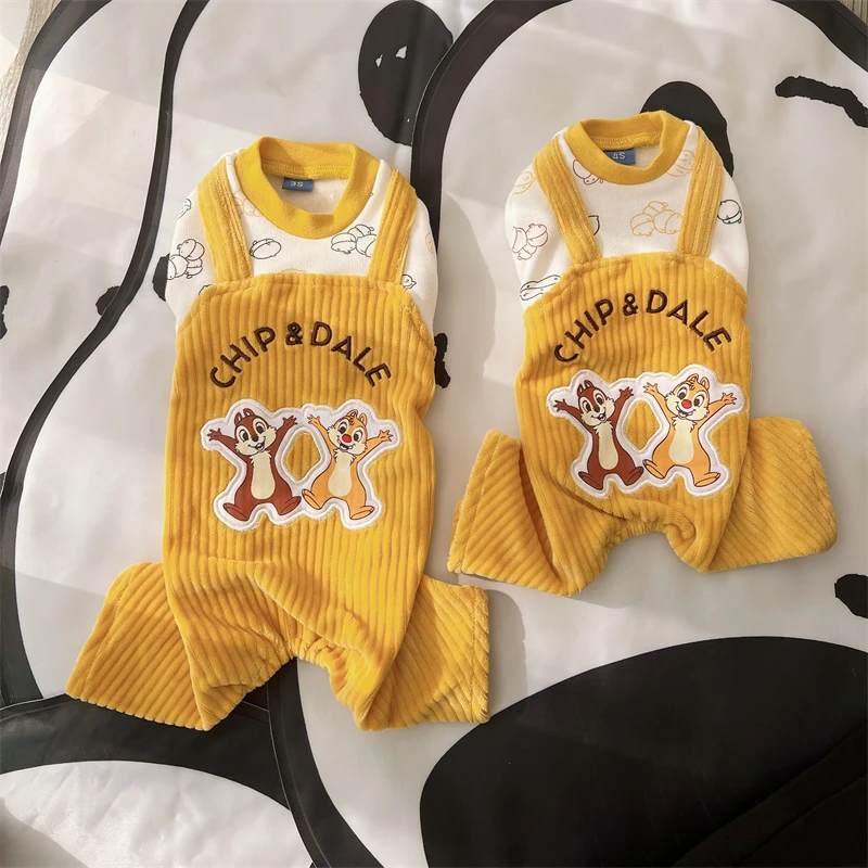 冬季新品宠物服饰卡通拼接加绒连体裤四腿裤