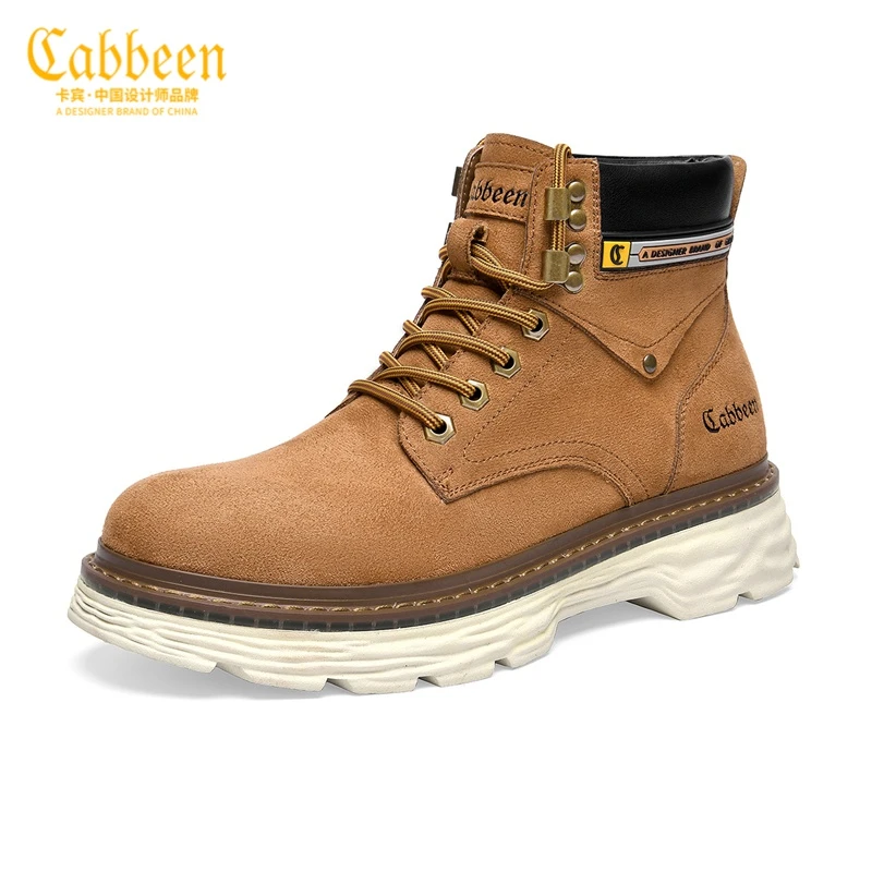 Cabbeen/卡宾英伦风户外工装潮靴男鞋反绒工艺细腻触感3224204015