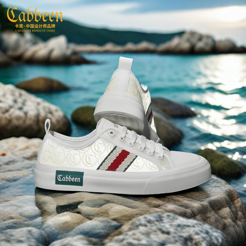 卡宾男鞋正品透气鞋子板鞋印花风感波粒休闲鞋薄款时尚男士帆布鞋