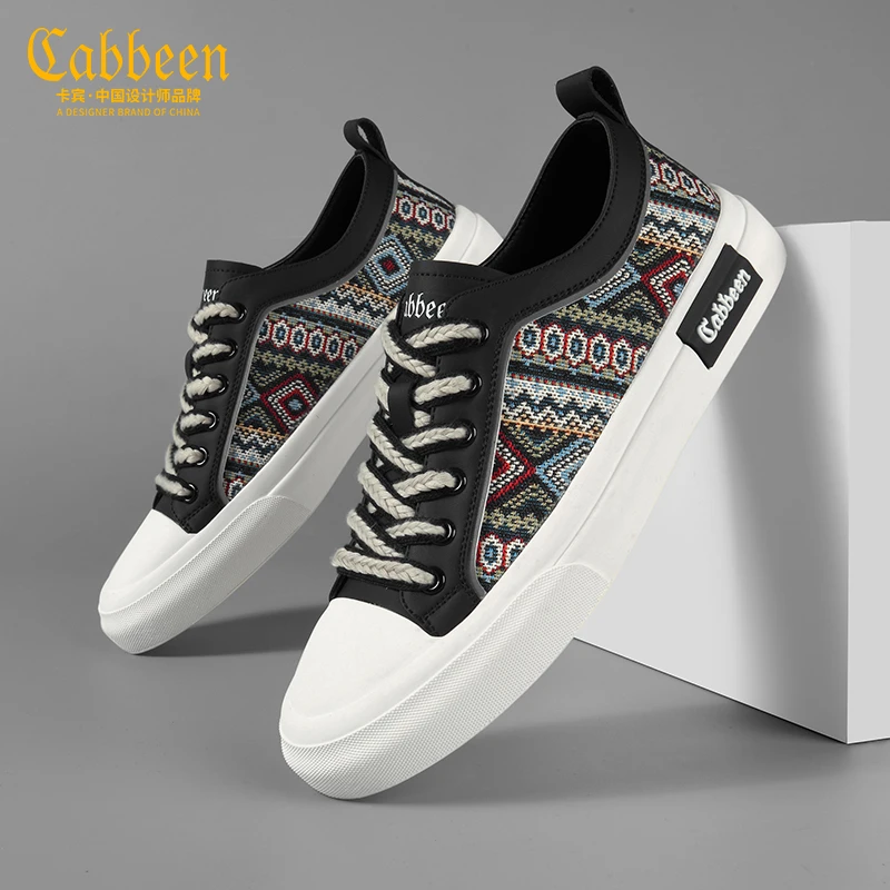 卡宾男鞋正品秋季透气菱格纹不臭脚梭织男式帆布鞋百搭休闲鞋板鞋