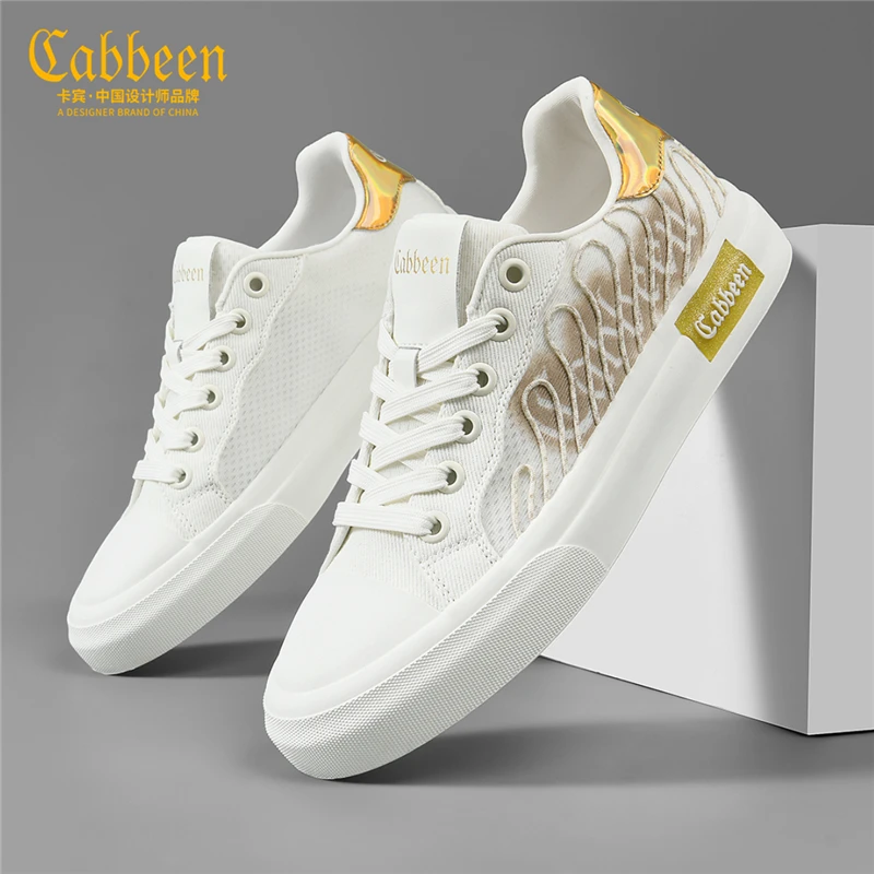 卡宾男生鞋子秋季透气白色潮鞋男韩版潮牌休闲男鞋轻便软底小白鞋
