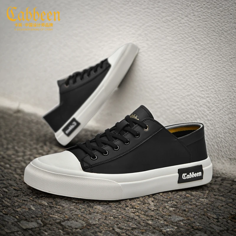 卡宾黑色板鞋男秋季款男鞋2024年新款男士休闲皮鞋百搭潮鞋休闲鞋
