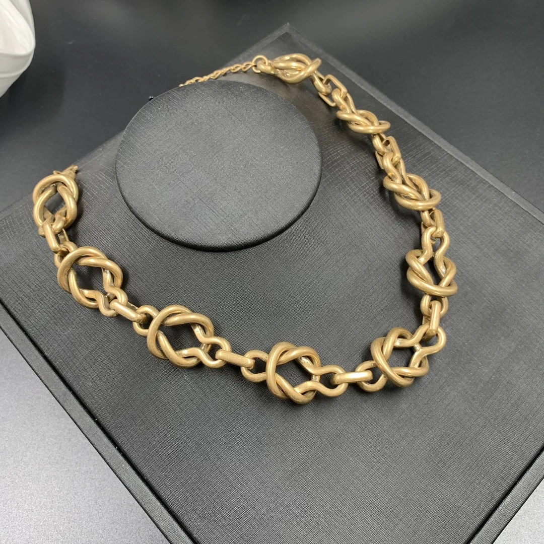 铜合金项链 中古vintage复古环扣个性夸张潮酷时髦素款项链choker