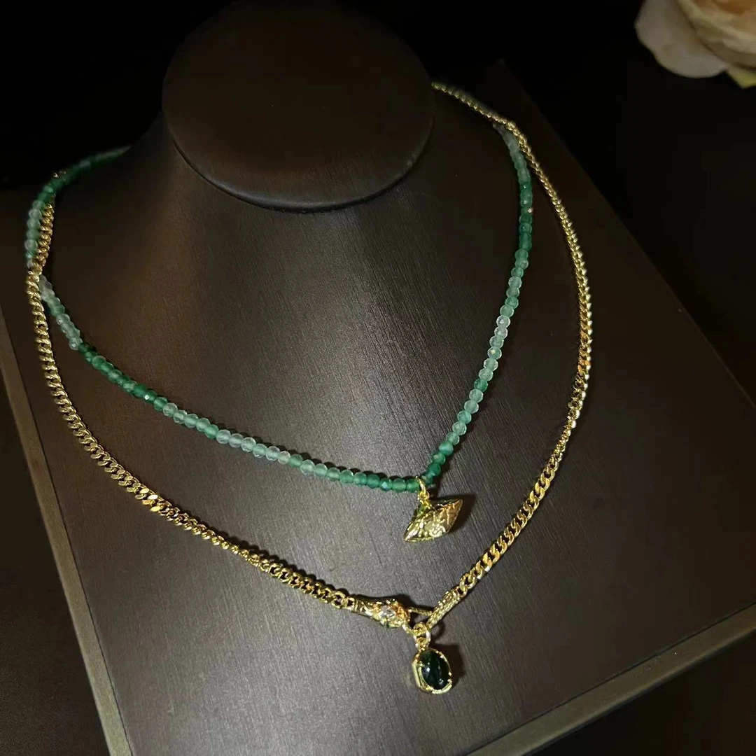 铜合金项链 两件套ins风韩式都品简约爱心吊坠时尚项链