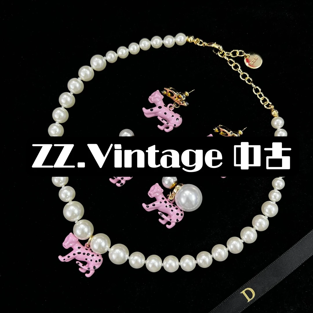 铜合金项链 项链耳饰套装D家甜美时尚粉色豹子高级感大小珍珠个性