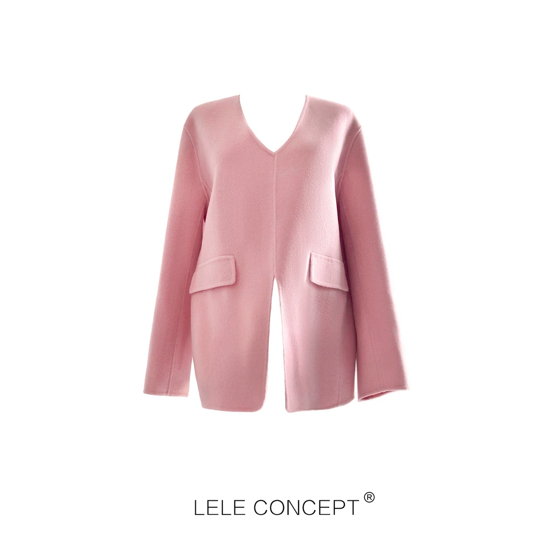 LELE CONCEPT | 冬季套头V领毛呢外套气质时尚百搭高级感Y0294