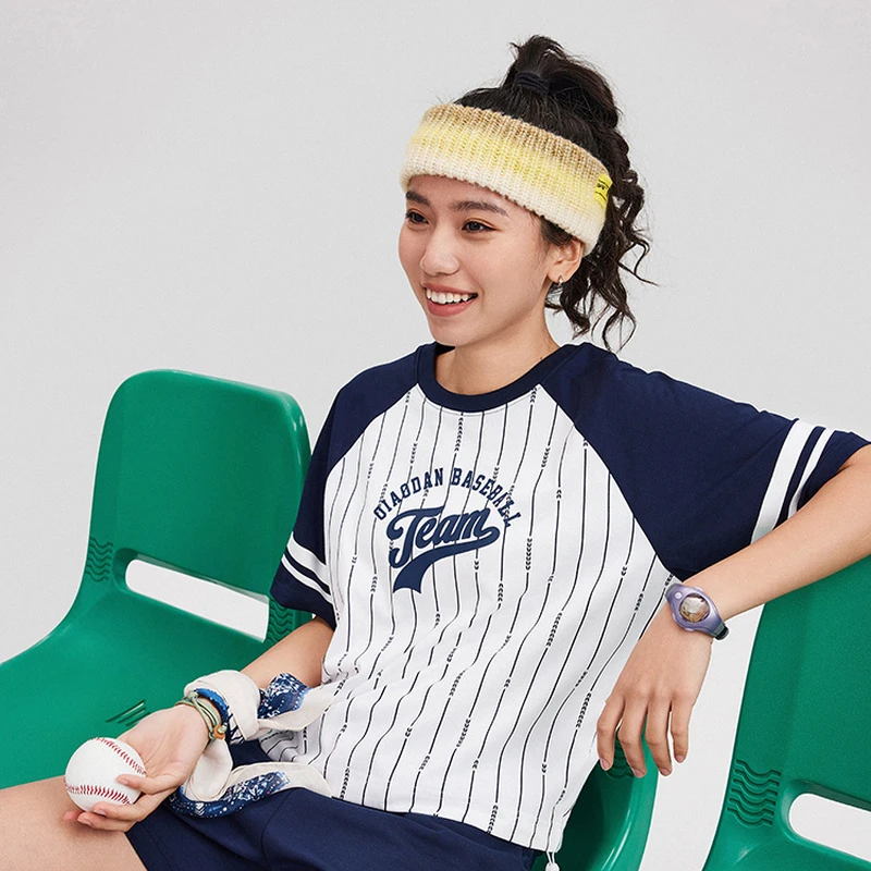 乔丹针织短袖T恤女2024夏季透气速干运动休闲拼接短袖LHS32241905