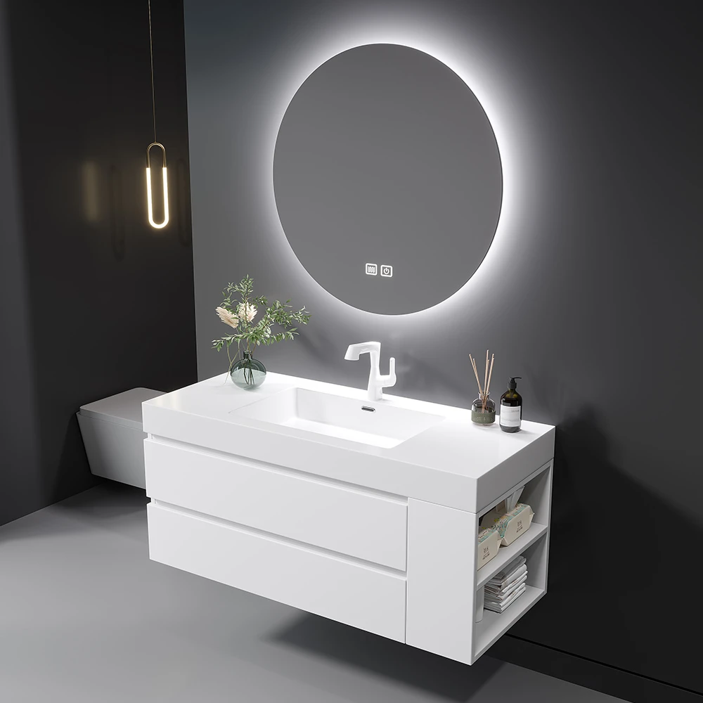 【无缝岩板陶瓷盆】【侧面储物】【颜色丰富】卫生间浴室柜白色升级