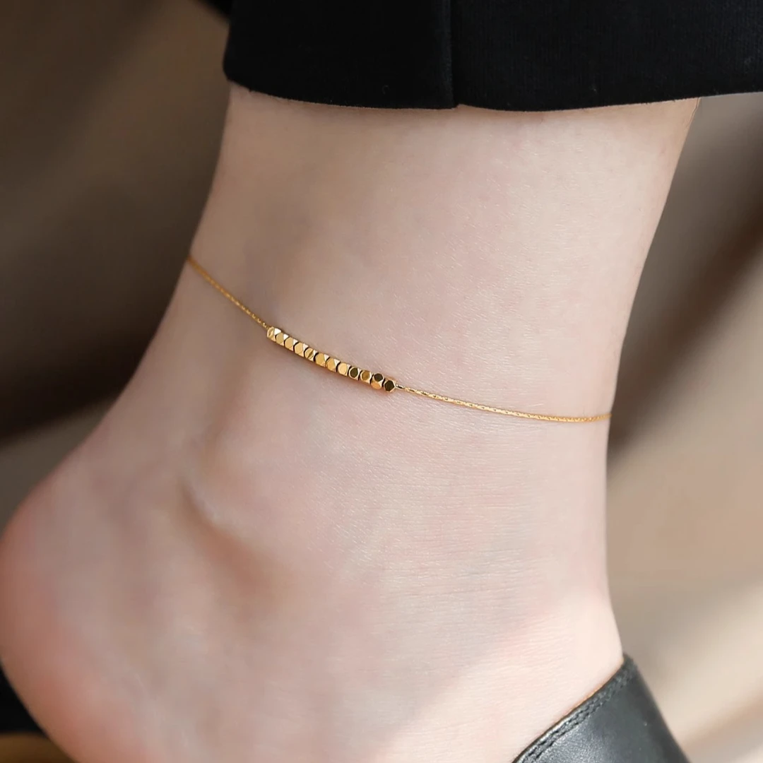 钛钢脚链 碎银几两脚链女小众轻奢高级感韩国简约性感钛钢足链潮