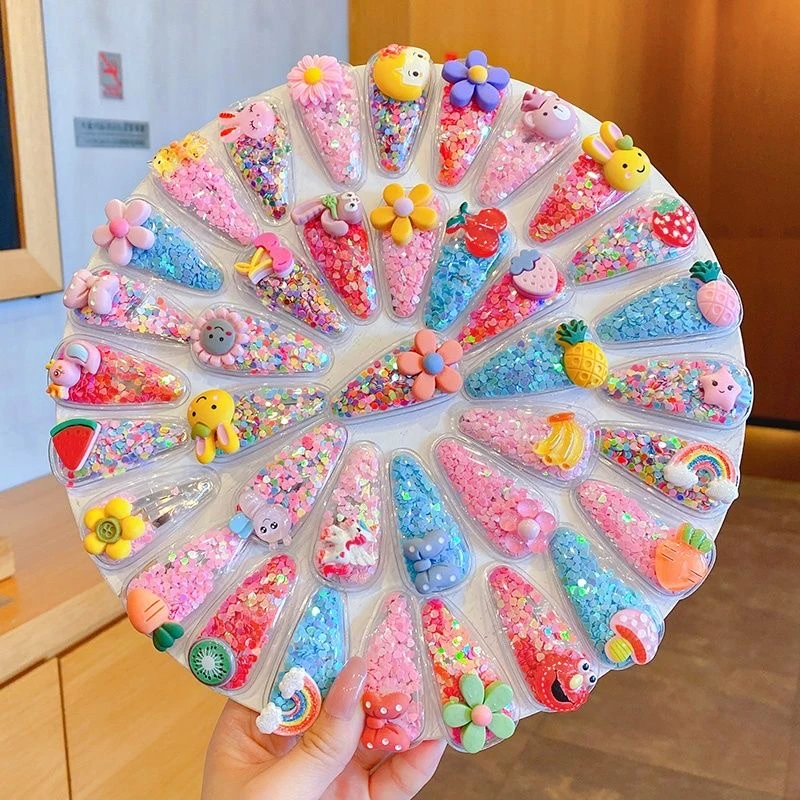 儿童新款流沙发夹发饰女童卡通不伤发刘海碎发发卡女孩甜美小夹子