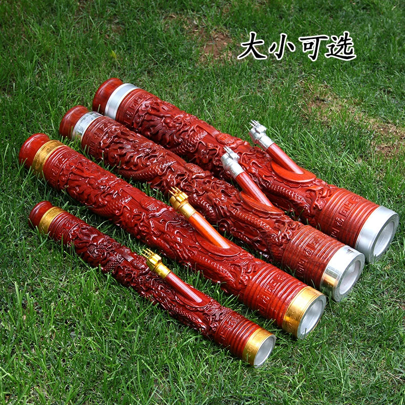 云南水烟筒红花梨木大号实木雕刻5龙