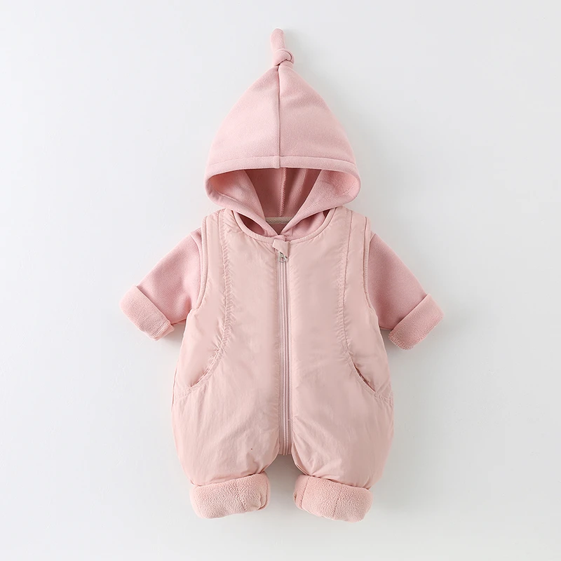 婴儿冬装衣服男宝宝女秋冬夹棉连体衣加厚新生儿棉服爬服分体套装