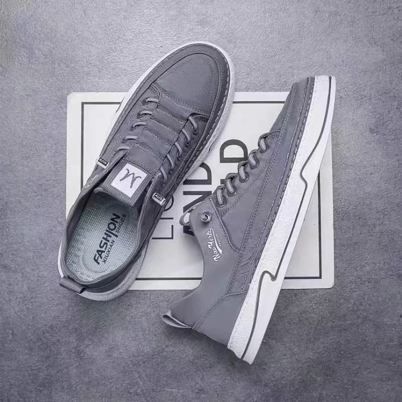 2023春款透气布面滑板休闲男鞋