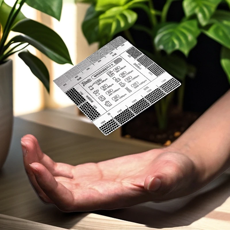 Bincoo咖啡豆研磨刻度尺参考卡 咖啡粉粗细对比