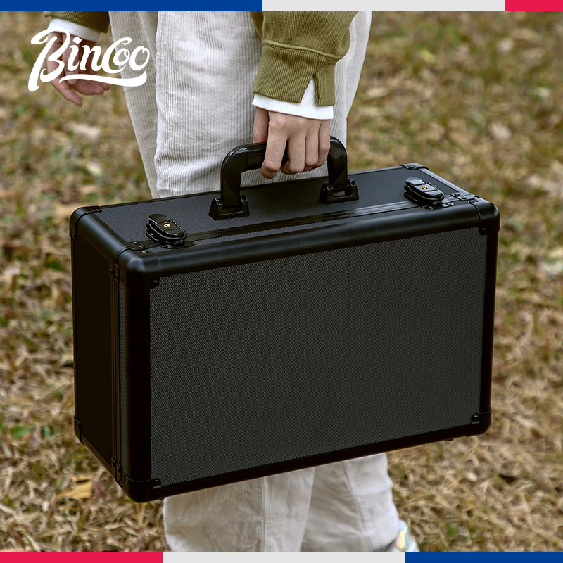 Bincoo手提便携铝合金箱户外旅行包手冲咖啡器具摩卡壶收纳箱