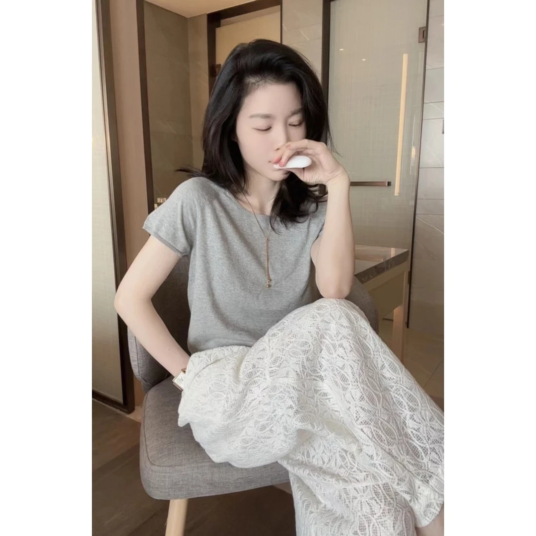 简约圆领插肩袖时尚休闲针织衫S8023