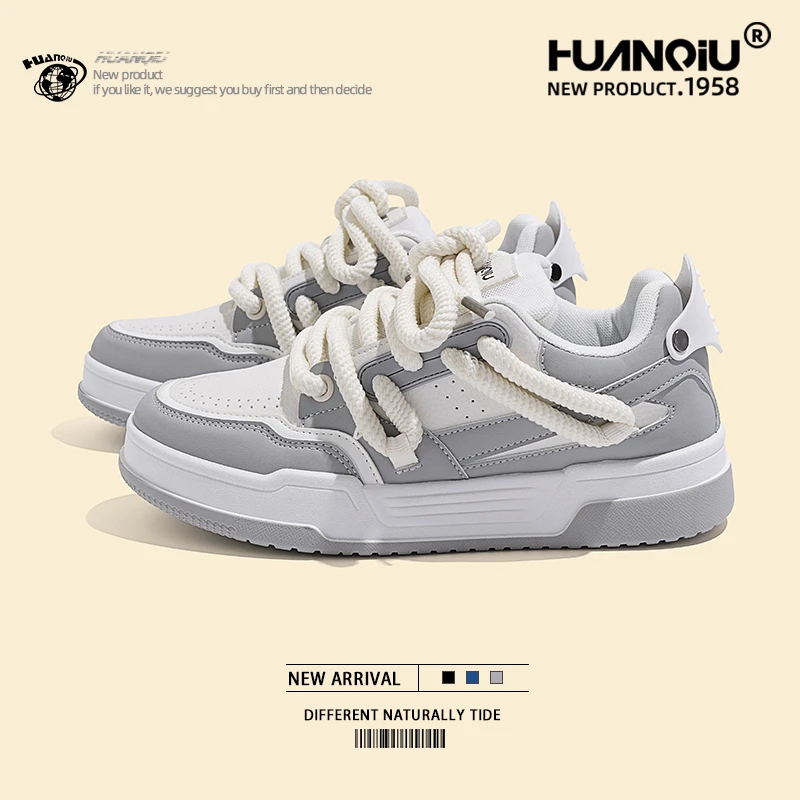 环球男鞋2023新款网红爆款百搭休闲潮流时尚高颜值校园风厚底板鞋