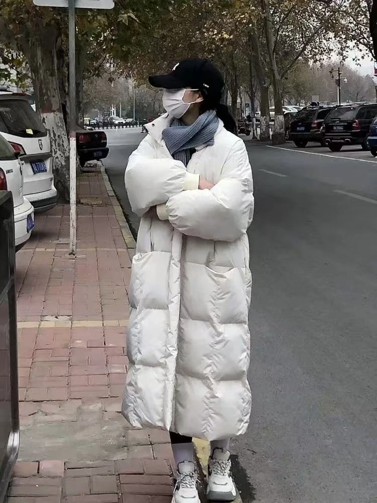 韩系立领休闲时尚长款宽松羽羽棉服