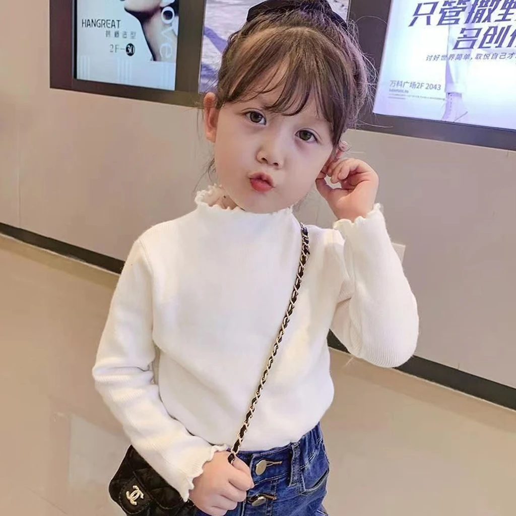 女童打底衫德绒春秋长袖t恤百搭儿童宝宝纯色半高领韩版女孩小童