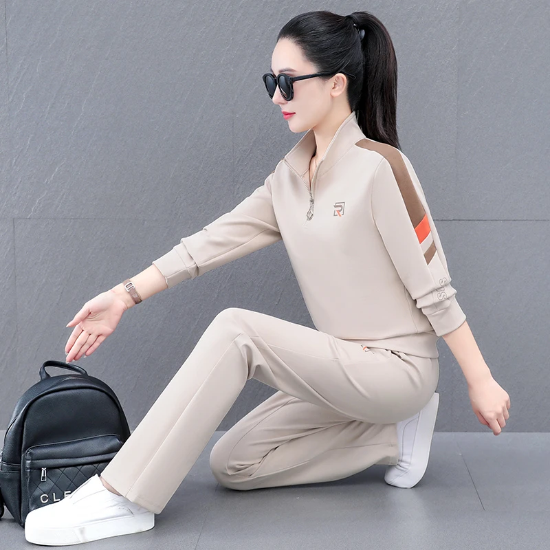 高档卫衣女士休闲运动服套装春秋新款时尚宽松大码气质跑步两件套