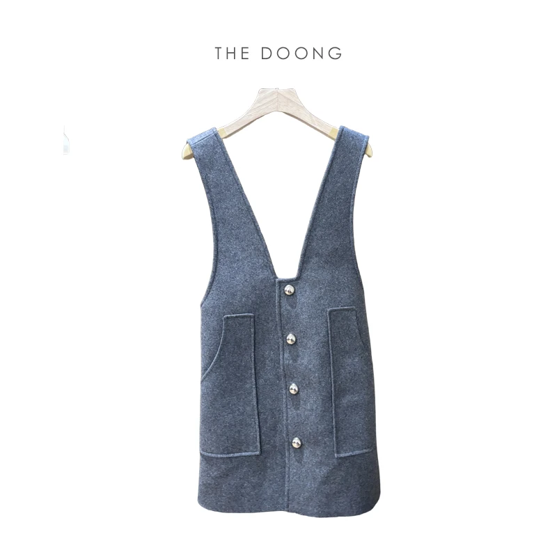 女神款 背心裙毛呢背带连衣裙