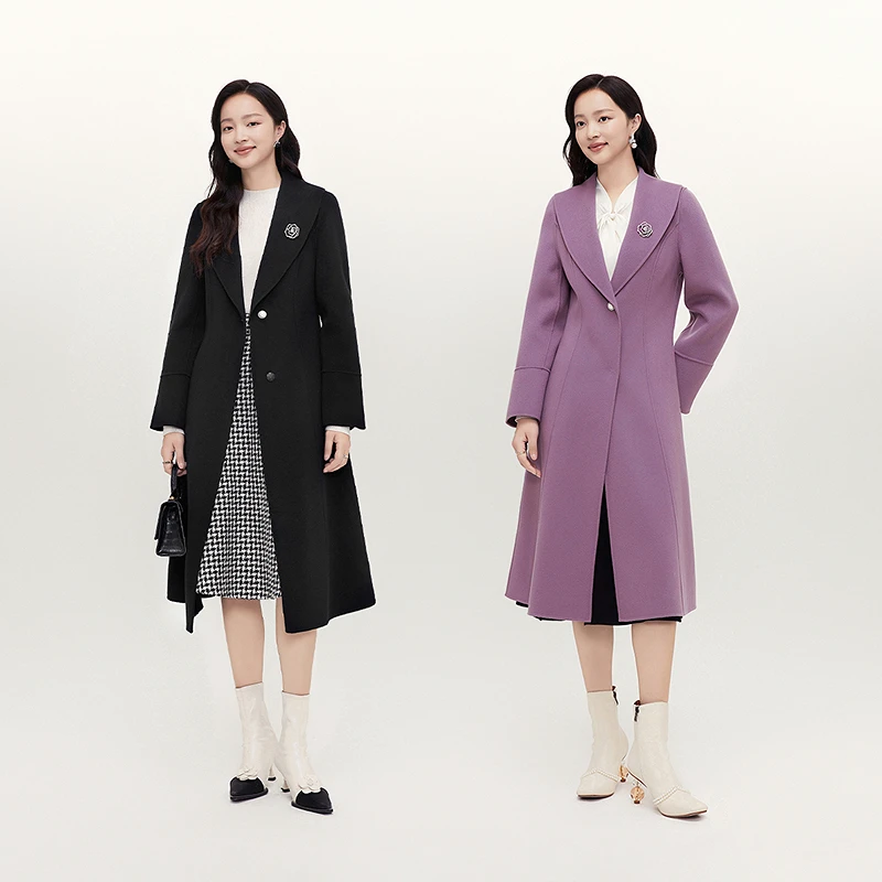 【紫气东来2025】100%绵羊毛呢大衣双面尼春季中长款千金KL01031W0