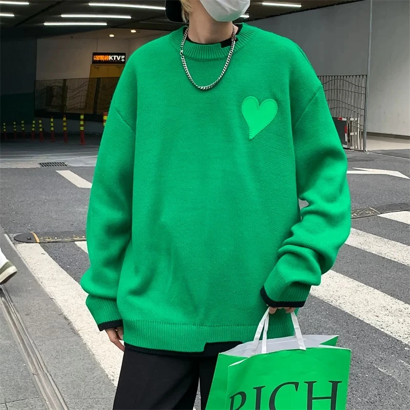 爱心刺绣设计毛衣   秋季新款男士简约上衣32505