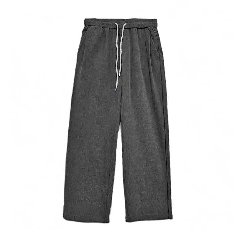 秋季新款男士时尚百搭抽绳阔腿直筒宽松裤子29088