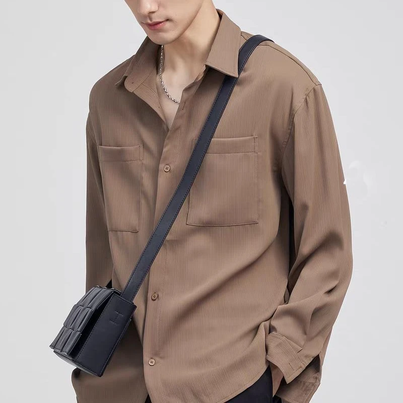 春秋新款衬衫男长袖简约百搭休闲时尚潮流男士衬衣5178