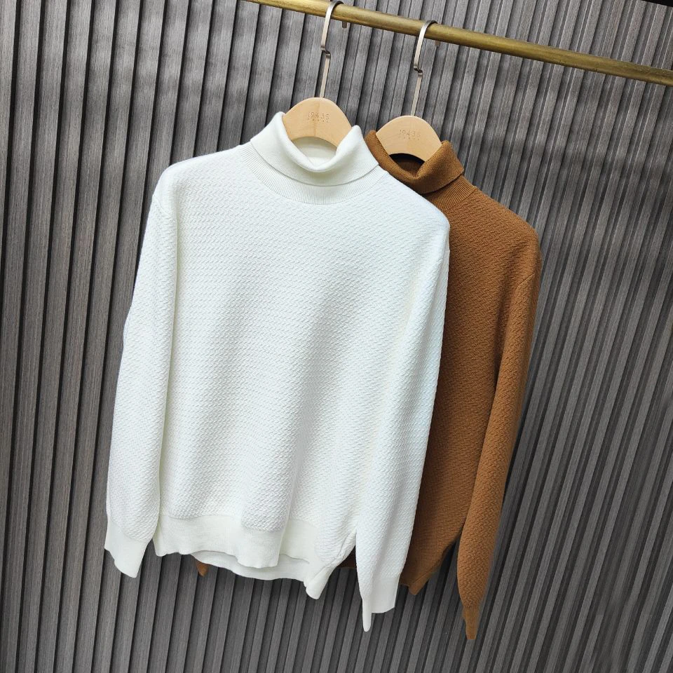 男士长袖时尚休闲百搭宽松秋季新款打底纯色针织高领毛衣36037