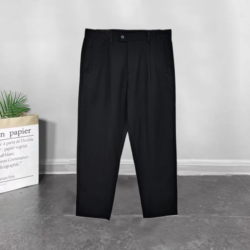 春季新款男士舒适百搭黑色休闲直筒长裤21875