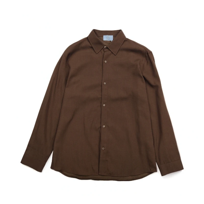 春季新款男士衬衫百搭休闲日系简约修身纯色长袖男款衬衣3160