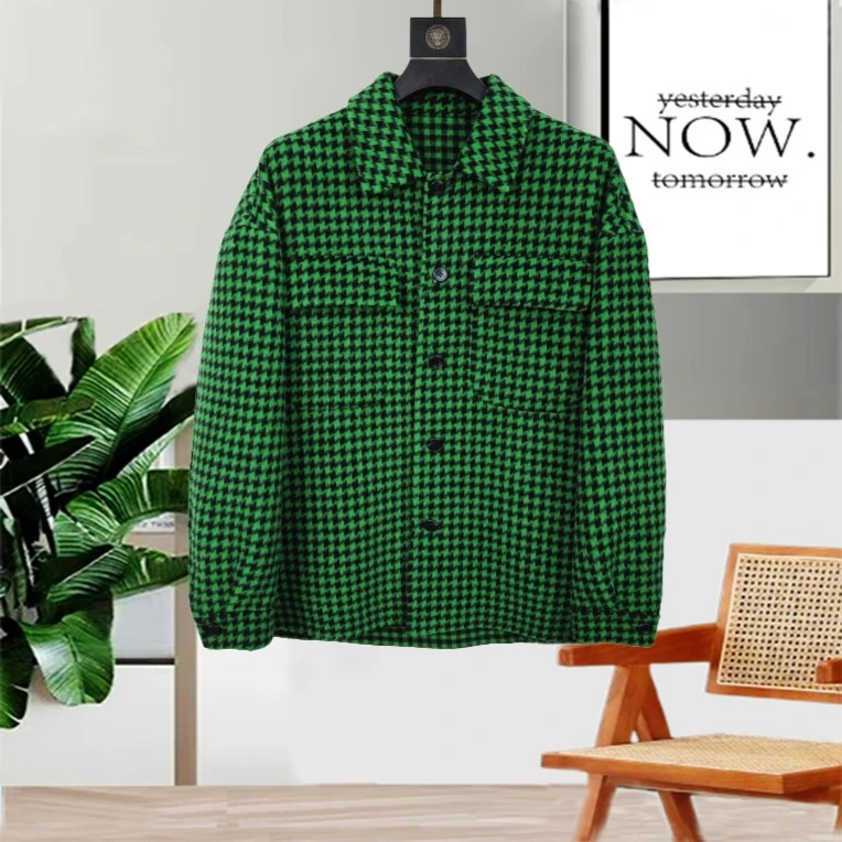 双面呢夹克男韩版潮流格子短款翻领加厚呢子宽松外套26151