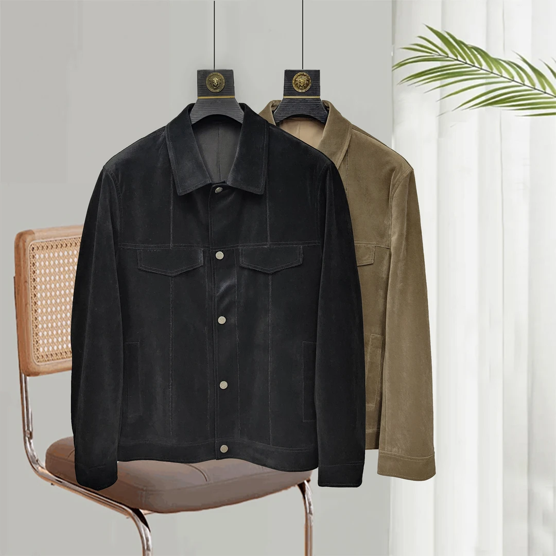 春季新款时尚百搭轻奢翻领纯色气质衬衫款休闲夹克外套男22026