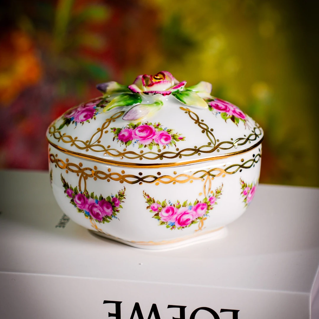 法国利摩日四叶草盖罐高端咖啡杯高奢摆件餐具真金宫廷欧式中古