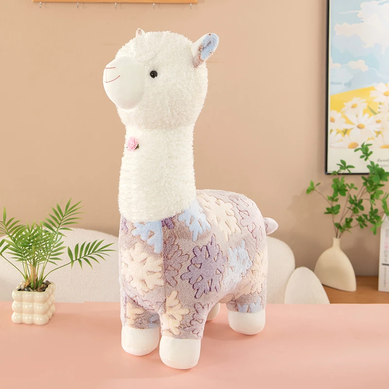 约50厘米网红雪花羊驼小公仔玩偶毛绒玩具送人礼物可爱柔软呆萌