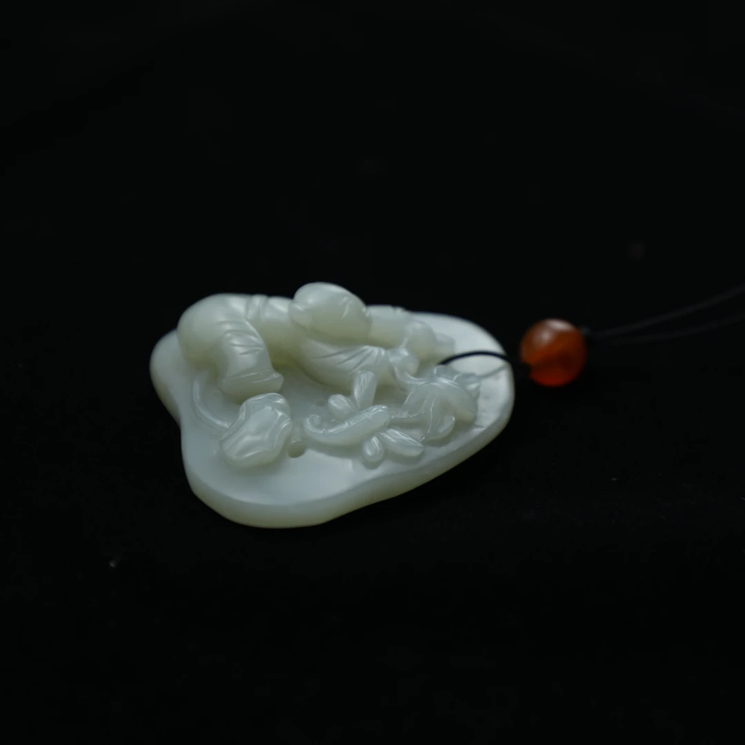 TCWWA03171清晚和田白玉连生贵子