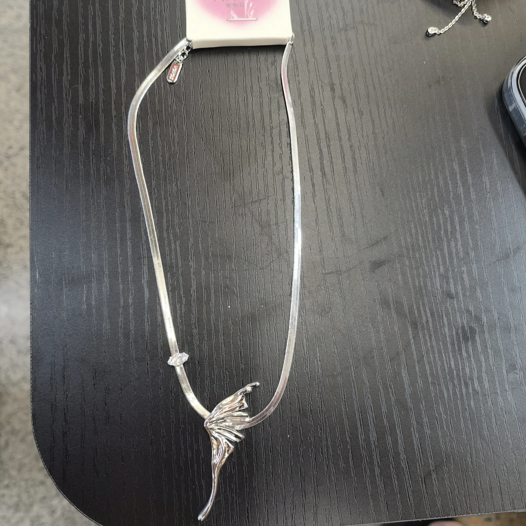 铜合金仿珍珠项链 A904翅膀蛇骨链项链