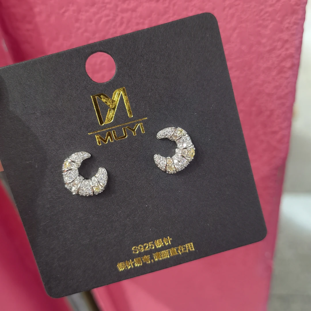 铜合金耳饰 A781银色满告告牛角包耳钉耳饰