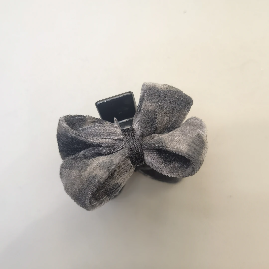 B604灰色豹纹蝴蝶结刘海小抓夹