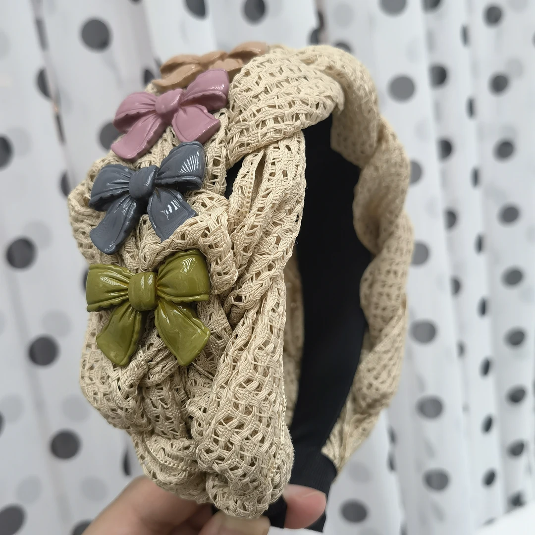 B558彩色蝴蝶结宽面发箍