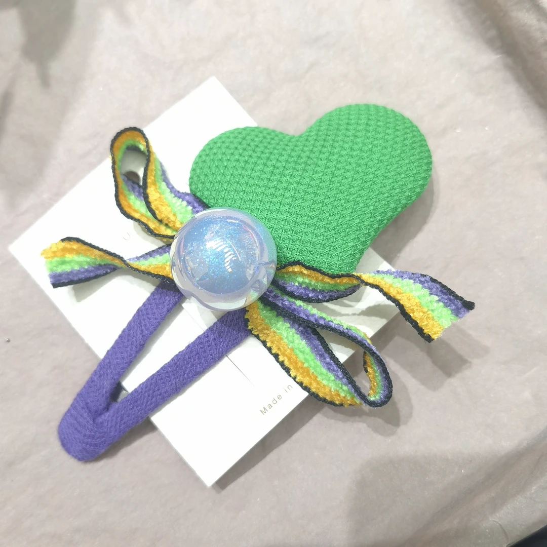 B635绿色蝴蝶结大爱心掰掰夹