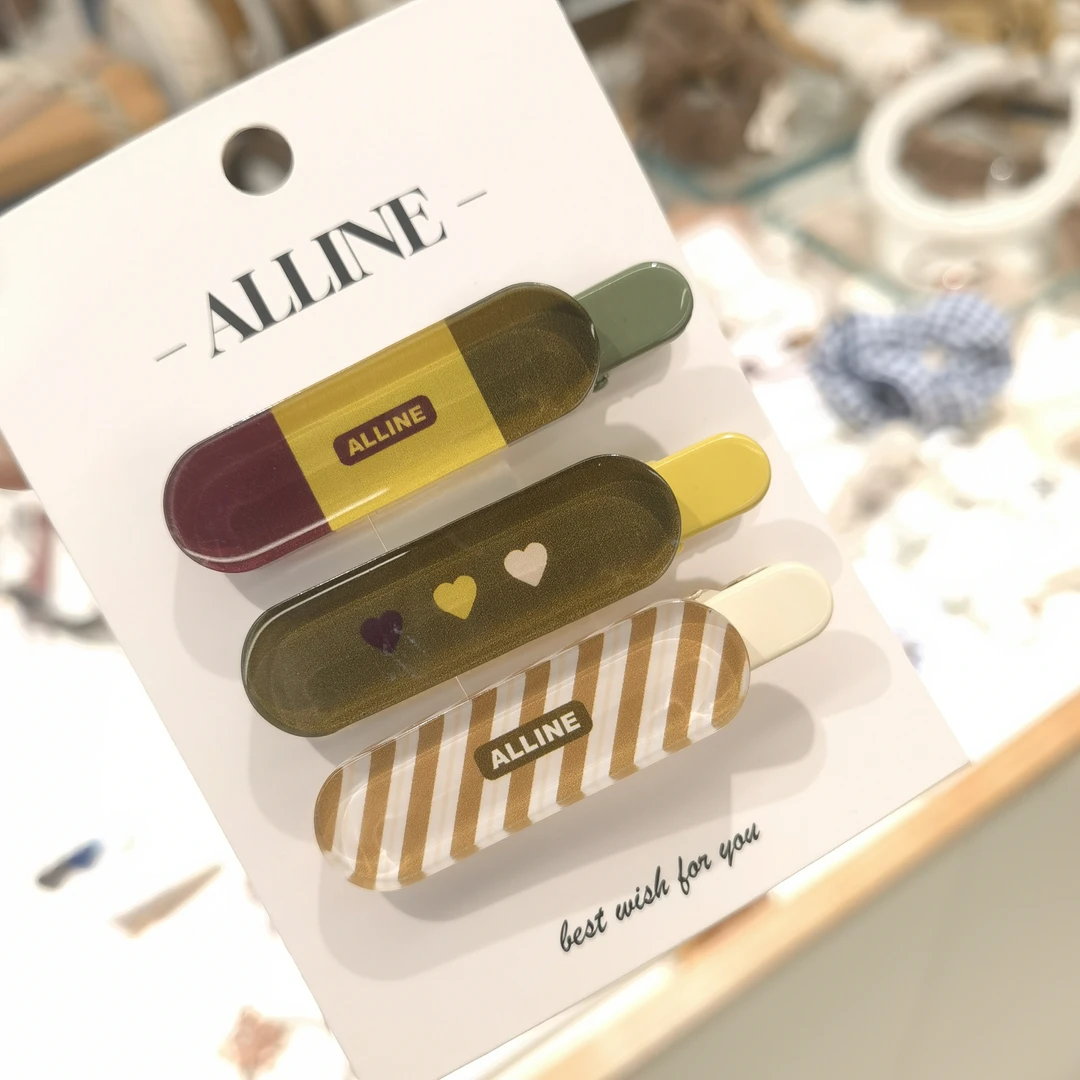 B848绿色冰激凌边夹一组三个