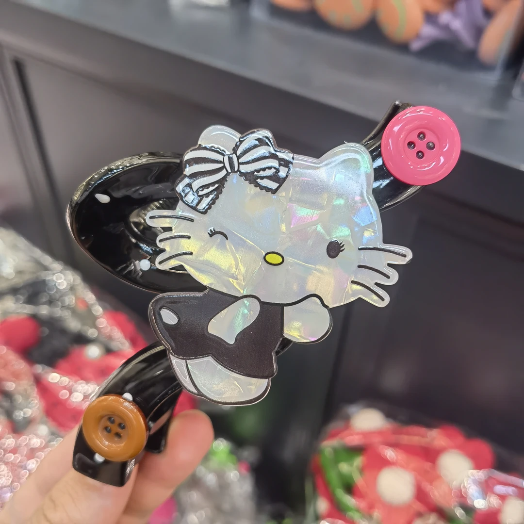 B689黑色KT猫咪波浪AB面大抓夹