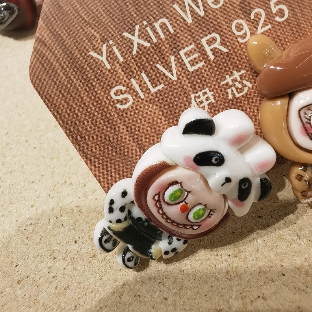A706熊猫卡通AB款耳钉耳饰
