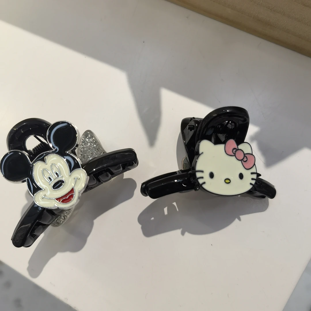 A804米奇KT猫咪AB面刘海抓夹一对