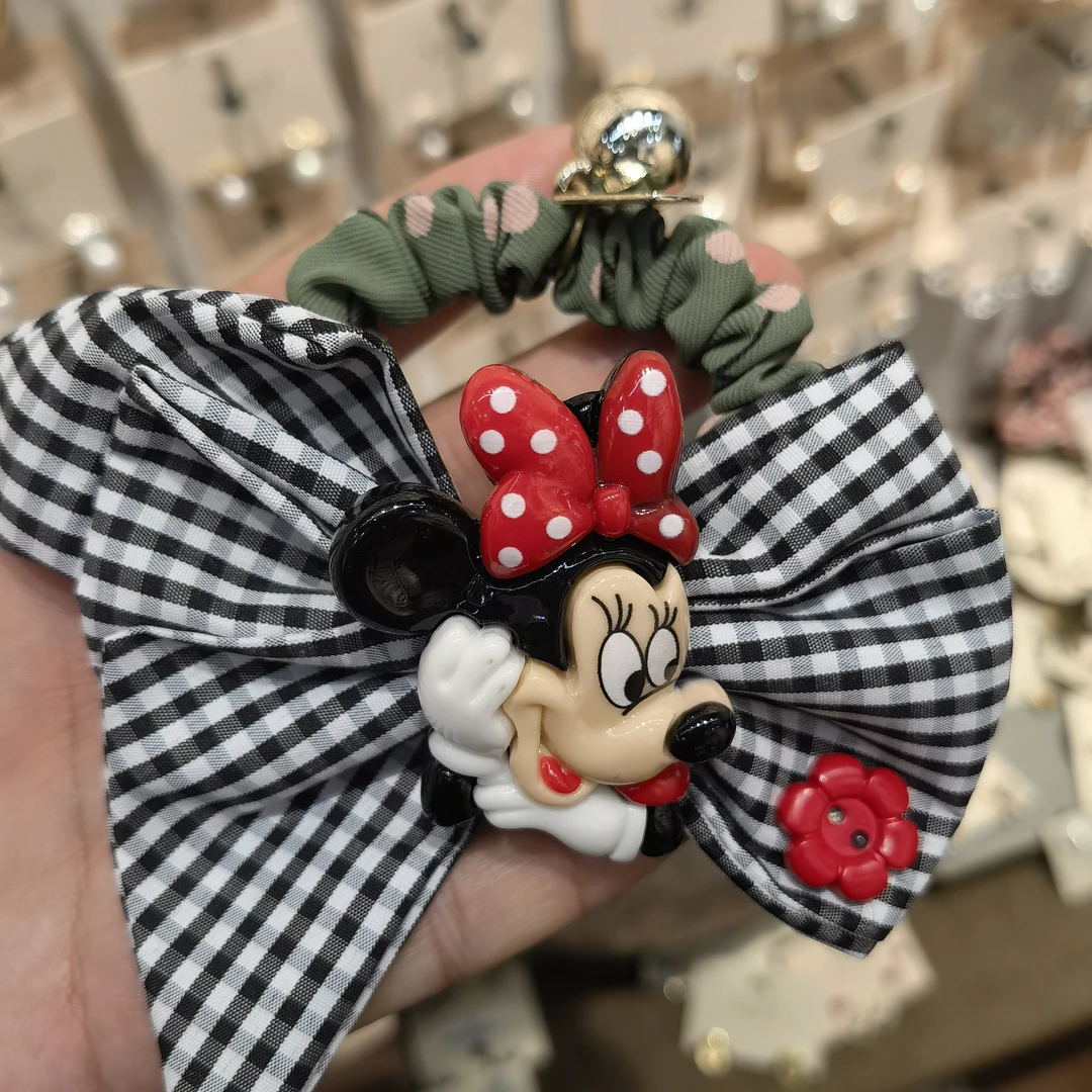 铜合金耳饰 B040格子蝴蝶结米妮肠圈