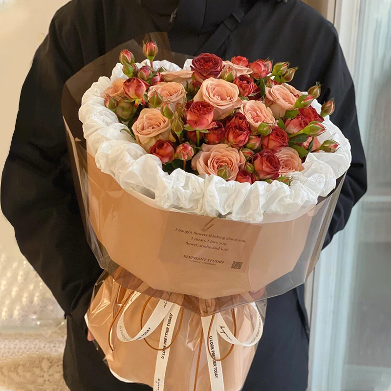 全国卡布奇诺玫瑰花束鲜花速递同城配送女友生日上海广州北京花店